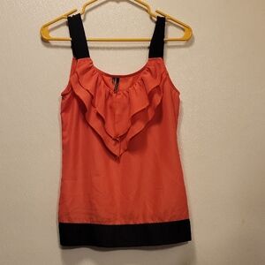 Maurices Coral and Black Ruffled Blouse